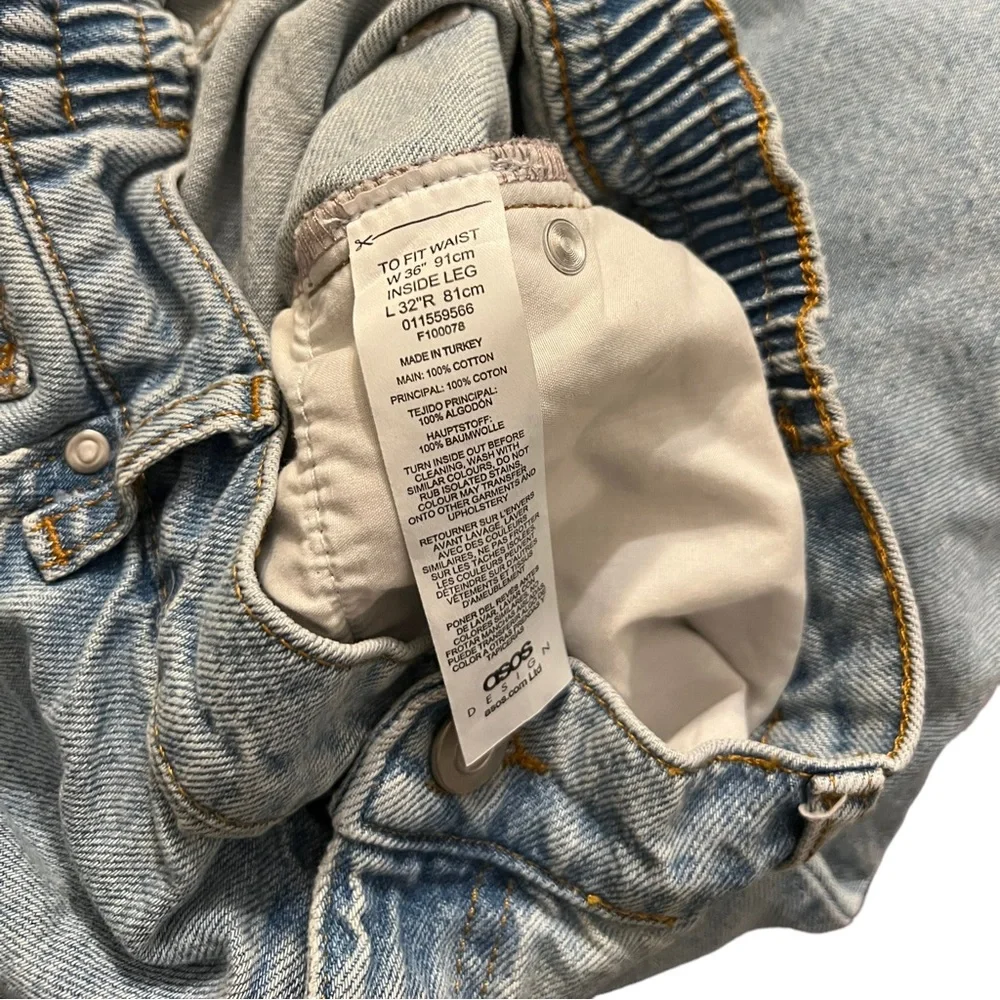 Asos Straight Leg Light Wash Jeans Men’s Size 36X32 - Picture 5 of 6